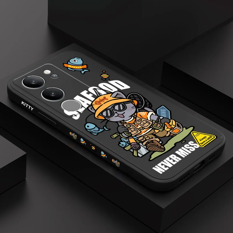 

Fishing Cat Phone Case For VIVO V50 V40 V30 V29 V29E V27 V27E V25 V25E V23 V23E V21 V20 Y20 Y12 Y21 Y22 Y50 Y35 Y76 Pro 4G 5G