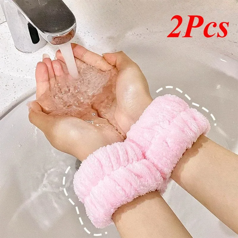 2pcs Face Washing Wristbands Spa Wash Band Microfiber Wrist Towels Wash Strap for Washing Face Makeup Skin Care Yoga Sport