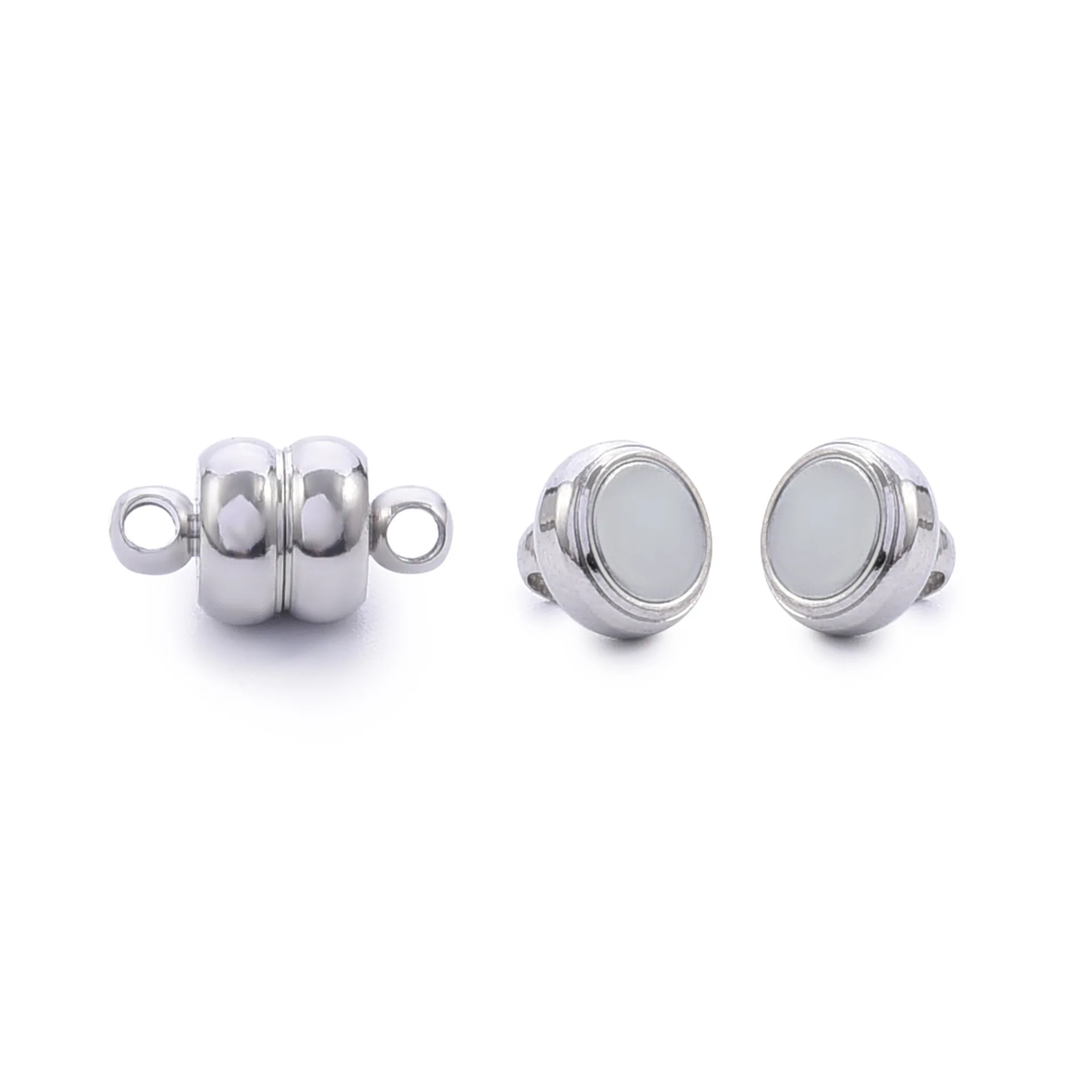 5 Sets Copper-Plated Flat Round Magnetic Snap Closures, Dual Magnetic Clasps with Pendant Hooks for DIY Jewelry Accessories