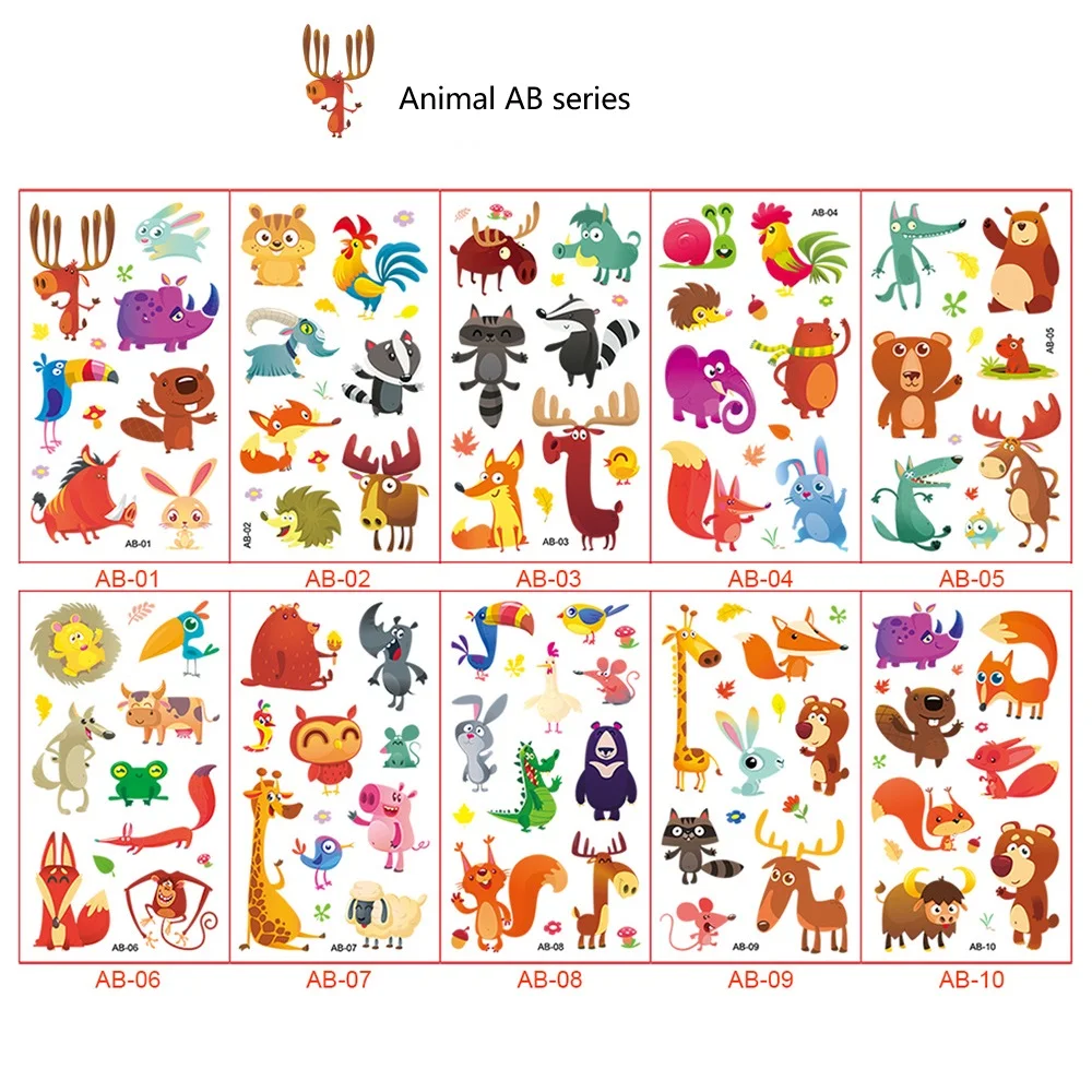 10 أوراق/مجموعة وشم لطيف مقاوم للماء وهدايا الحفلات وحيوانات الديناصورات والمحيطات #2