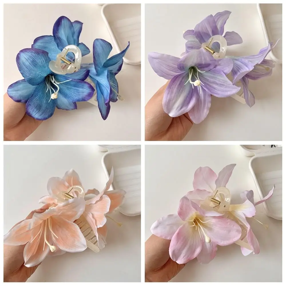 Bayemia Barrettes Lilium Flower Hair Claw Ponytail Clip Cute Hairpin Calla Hair Clip Headdress Grab Clip Big Hair Claw Daily