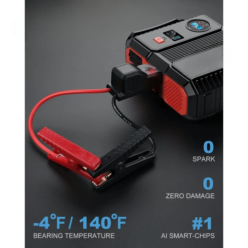 Car Jump Starter with Air Compressor, 150PSI 6000A Peak 24000mah (Up to All Gas or 8.0L Diesel Engine, 50 Times)