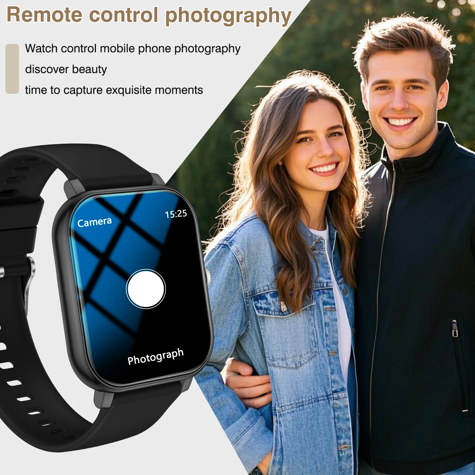 สมาร์ทวอทช์ นาฬิกาอัจฉริยะมัลติฟังก์ชั่นสำหรับกีฬา, โทรออกแบบไร้สาย, ปรับแต่งหน้าปัดนาฬิกาได้, ควบคุมเพลง