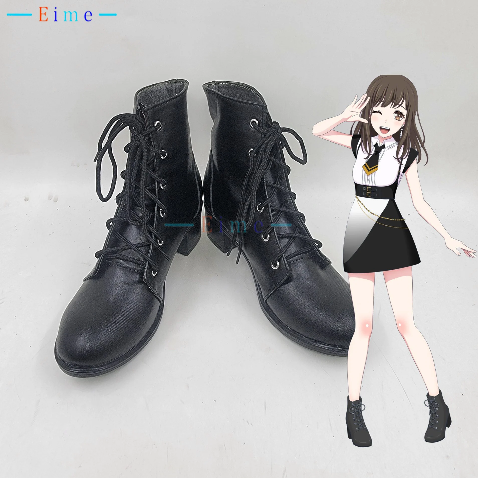 

Черные ботинки Sumita Mana, обувь для косплея в стиле аниме BanG Dream, обувь из искусственной кожи для Хэллоуина и карнавала, изготовленная на заказ