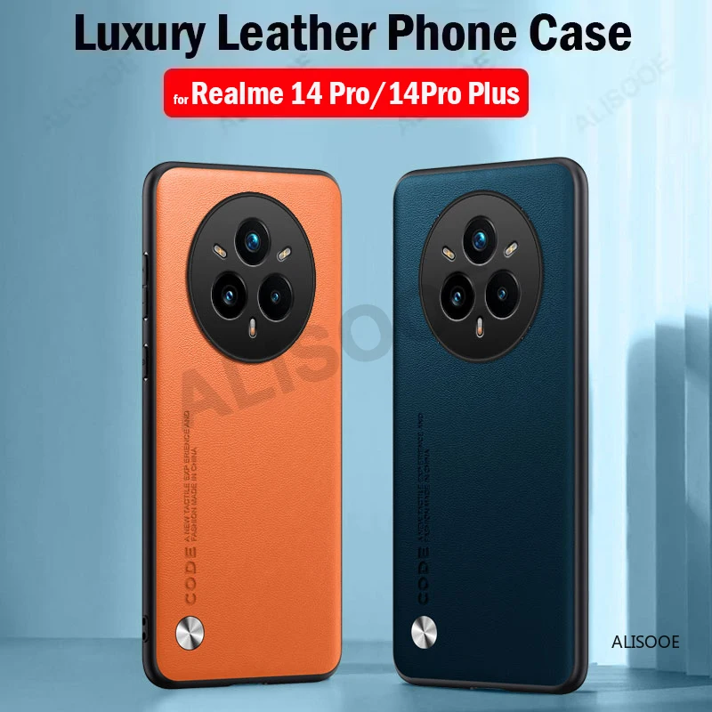 Leder Funda für Realme 14 Pro Plus/15 Pro Fall Luxus Plain Leder Schutzhülle Capa für Realme 14 Pro Fällen
