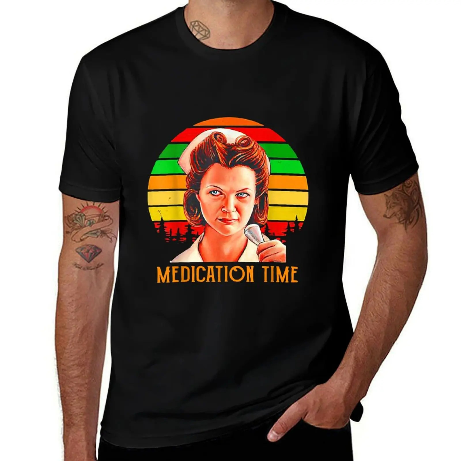 

Nurse Ratched Medication times vintage T Shirt T-Shirt g man t shirts for men man t shirt heavy cotton