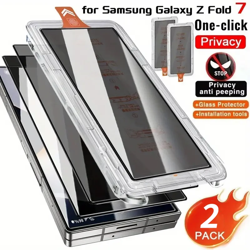 

2PCS Privacy Tempered Glass For Samsung Galaxy Z Fold 7 Fold7 Zfold7 Glass Anti-peep Screen Protector With Easy Installation Kit