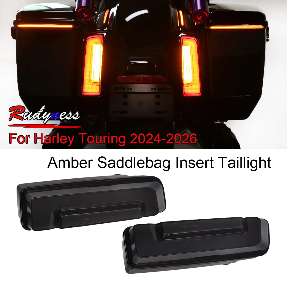 Smoke Saddlebag Taill Light Amber Signal Lamp For Harley 2023 2024 2025 2026 Touring Street Road Glide 117 121