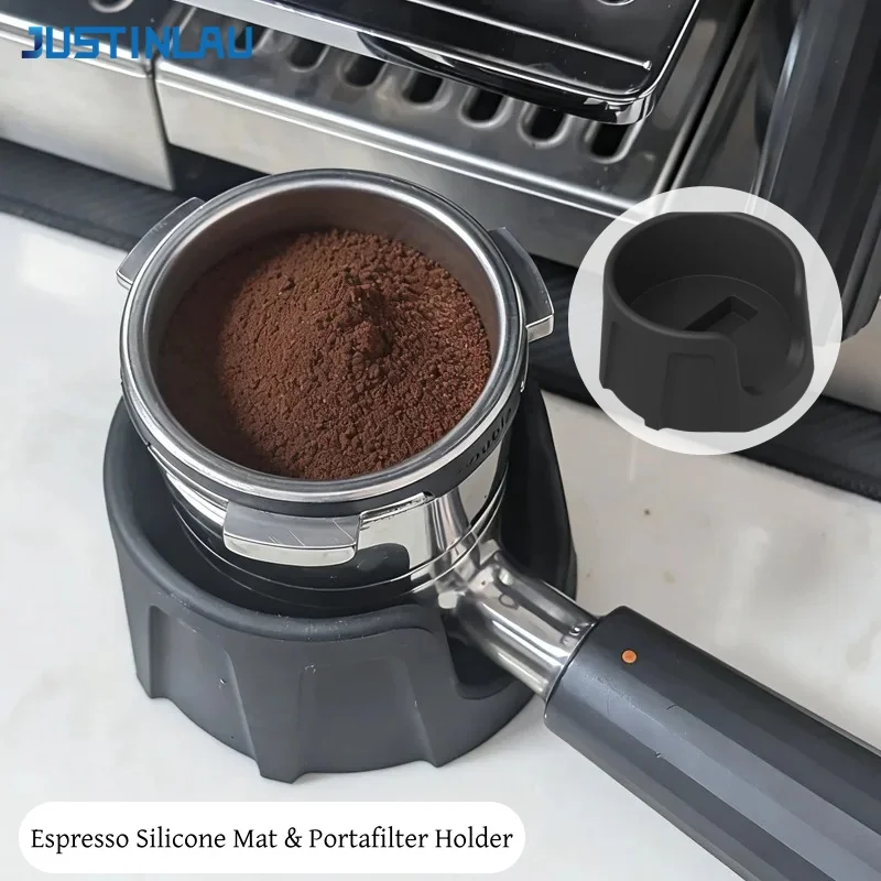 JUSTINLAU Espresso Silicone Mat & Portafilter Holder Anti-Slip Coffee Tamper Base for Ninja Luxe Machine Home Coffee Accessories