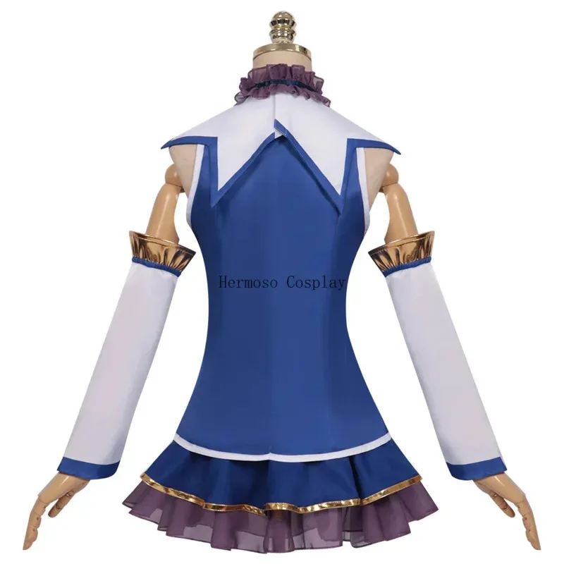 New Aqua Cosplay Anime Kono Subarashi Sekai Ni Shukufuku Wo Costume Wig Konosuba Halloween Party Skirt Top Sleeves Stocking Set