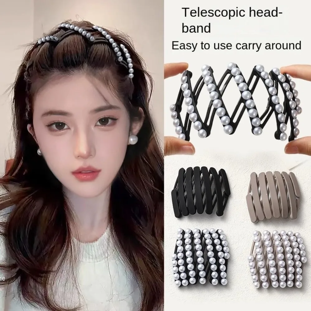 Versatile Rhinestone/Pearl Hair Hoop Hair Accessories Extendable Hairbands Styling Tools Headbands