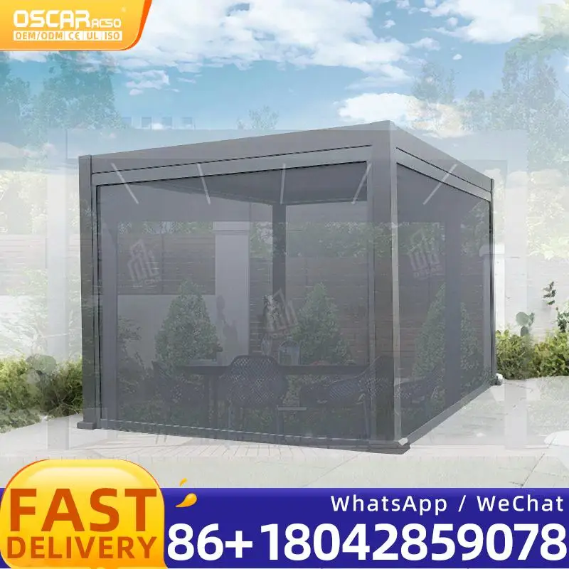 

Outdoor Waterproof Aluminum Louvered Sunshade Roof Wall Mounted Sunshade For Garden Patio Backyard pergola