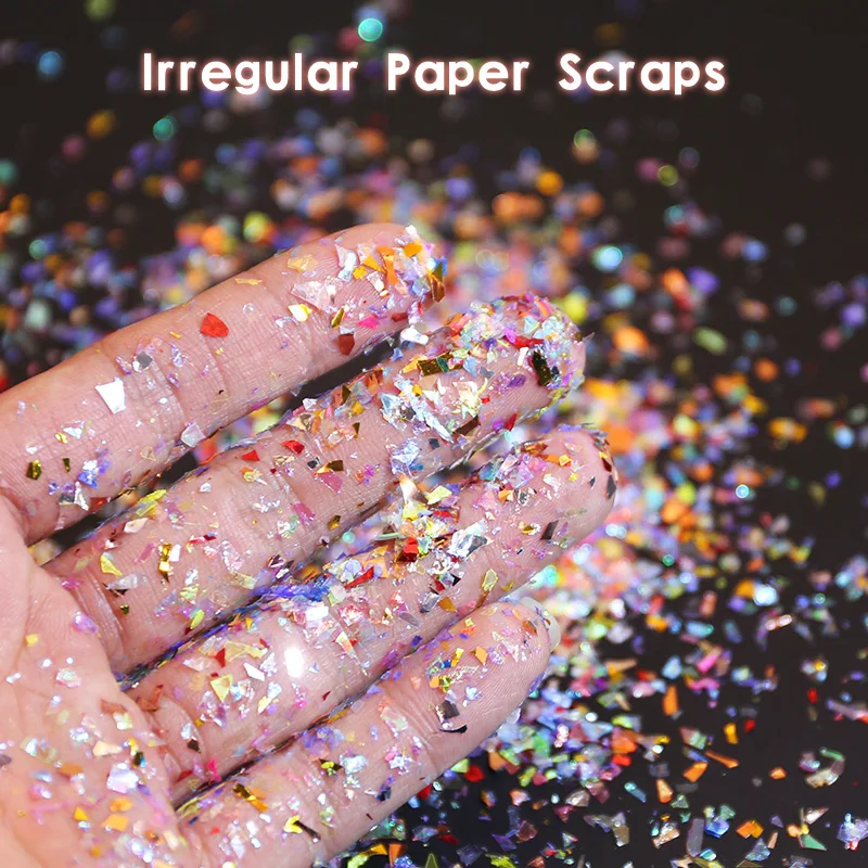 17 Colors Nail Sequins Iridescent Mylar Flakes Chunky Glitters Irregular Shell Paper For Epoxy Resin Crafts Nail Art Decorations