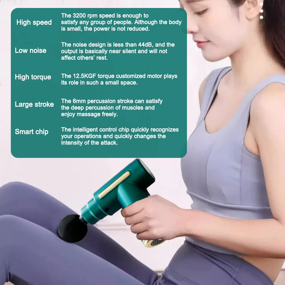 Electric Massage Gun Deep Tissue Facial Massgaer 4 Heads Arms Back Leg Hip Muscle Relaxing Sport Fitness Fascia Gun Vibration