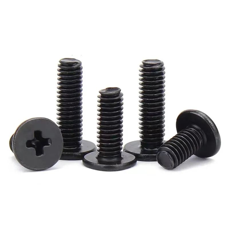 10pcs/lot CM M1.4 M1.6 M2 M2.5 M3 M4 Black Carbon Steel Cross Phillips Ultra Thin Flat Wafer Head Screw Bolt Laptop