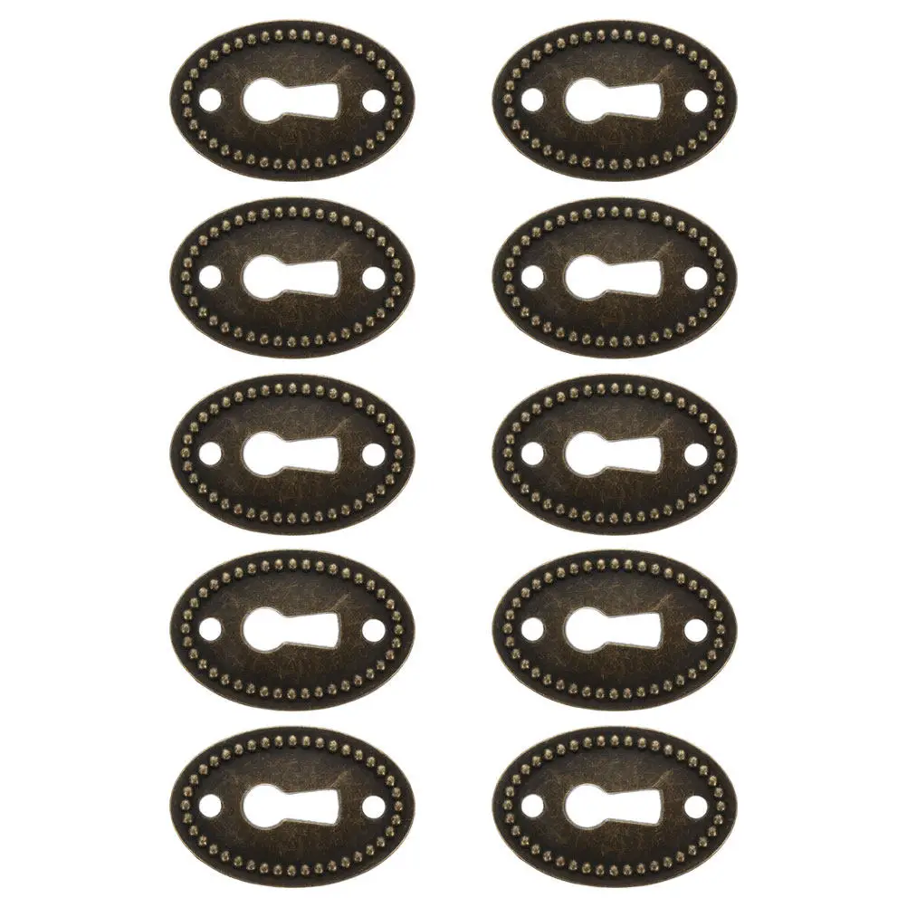 

10Pcs Vintage Oval Plated Keyhole Cover Insert Alloy Decorative Plate for Cabinet Furniture Jewelry Box Dresser Drawer
