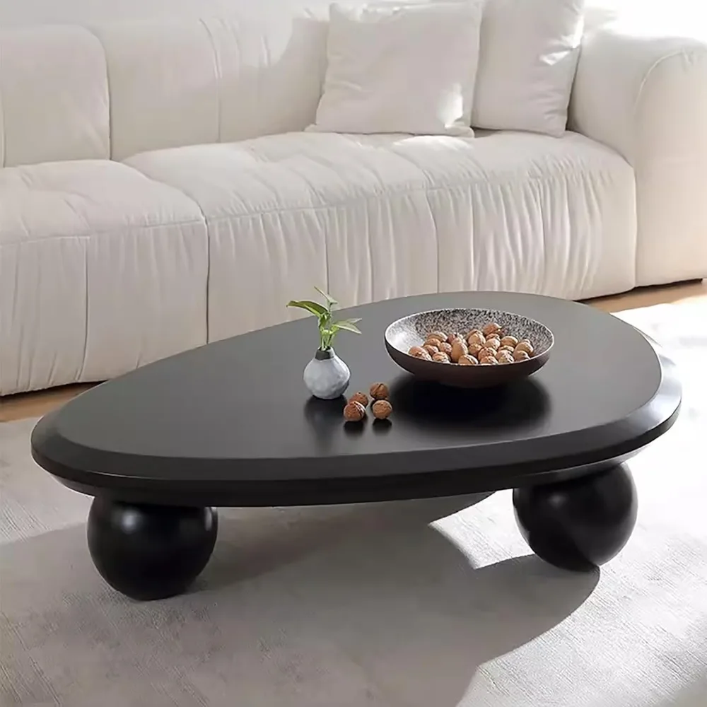 

Large Cloud Coffee Table for Living Room, 51.18 Oval Wood Coffee Table with 3 Ball Legs, Unique Modern Living Room Table Center