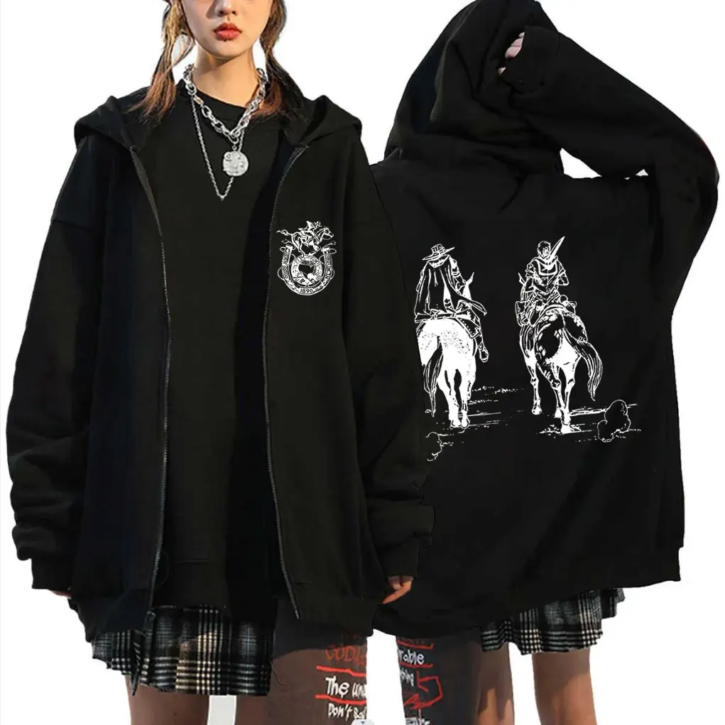 

Anime Jojo's Bizarre Adventure STEEL BALL RUN Zipper Hoodie Men's Women Manga Casual Zip Up Jacket Oversized Zip Up Sweatshirt