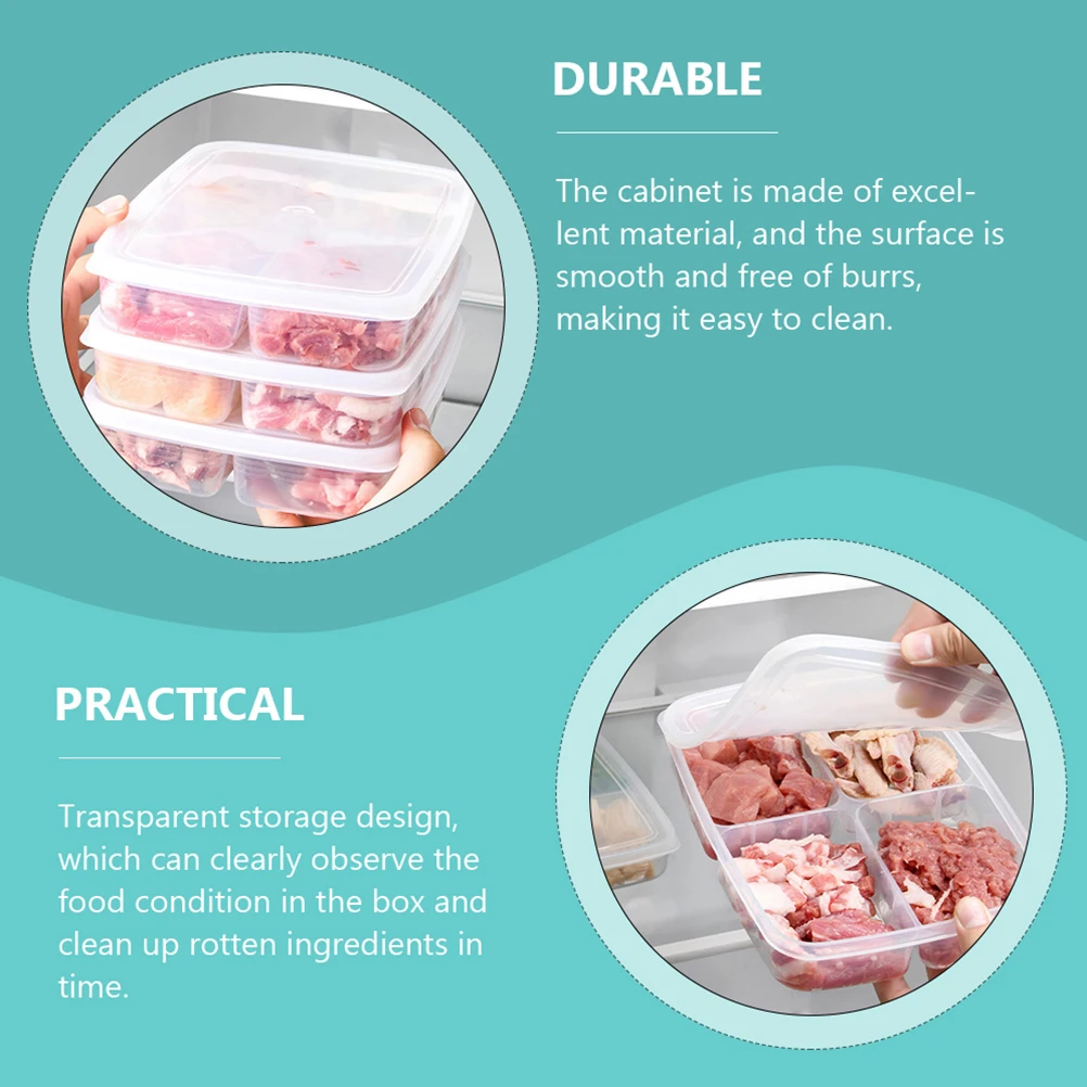 

3Pcs Fridge Fresh-Keeping Food Box Compartments Vegetable Fruit Storage Organizer Plastic Divided Bin Food Preservation
