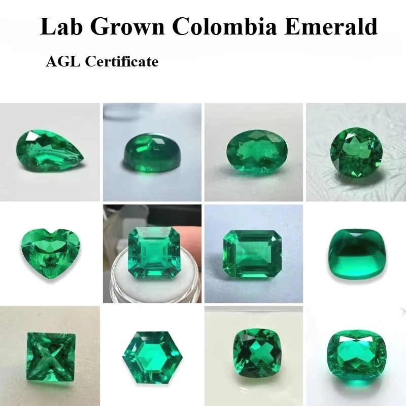 

Lab Grown Colombia Emerald Top-level Gemstone for DIY Jewelry Making Inlay Materials with AGL Certificate