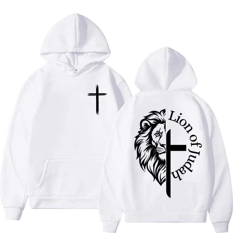 Lion of Judah Aesthetic Christian Religious Hoodie Men Harajuku Y2k Streetwear Sweatshirt Jesus Unisex Oversized Hoody Pullovers