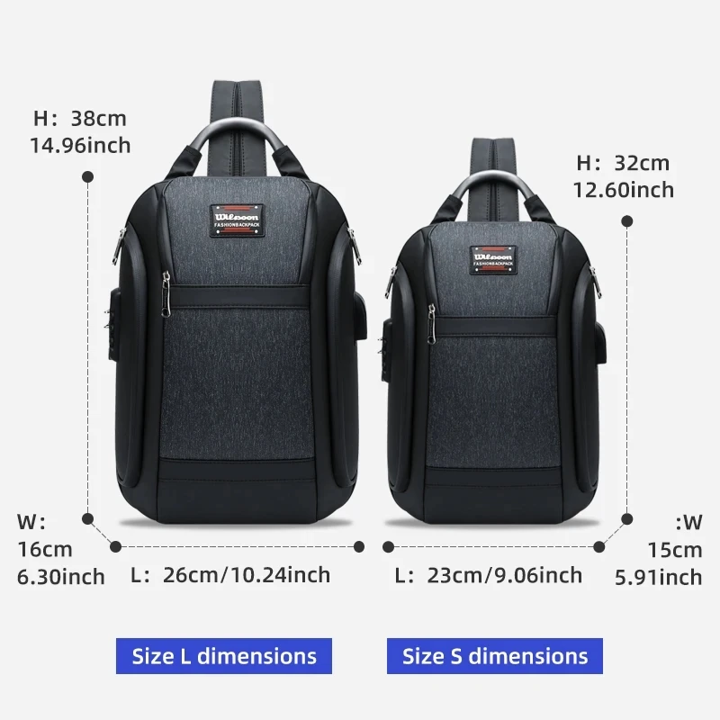 WIERSOON-mochila ajustable Unisex antirrobo, bolso de hombro impermeable con carga USB, mochila de viaje y ocio