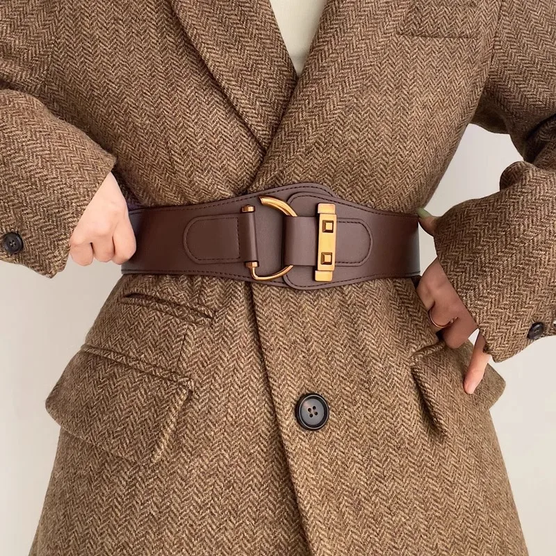 Wide belt women's decorative dress black Korean autumn and winter elastic suit waist seal sweater fashionable and versatile