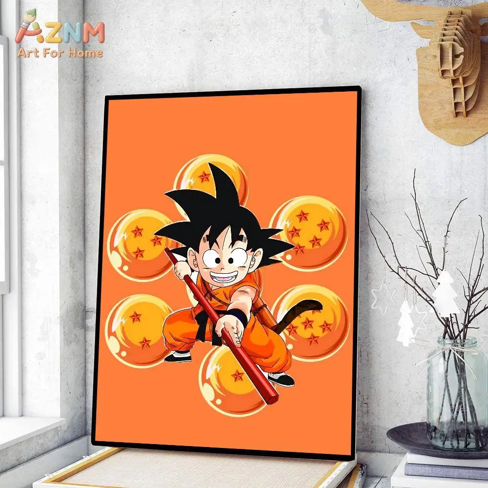 AZNM Dragon Ball Kid Goku Dragon Balls Anime Leinwand-Poster Wandkunstdruck Wohnzimmer Schlafzimmer Deko Gemälde Geschenk