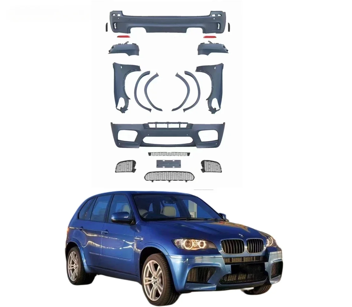 E70 body Kits For 11-13  E70 X5 Upgrade to X5M Bodykit Front bumper rear bumper round eyebrow fenders