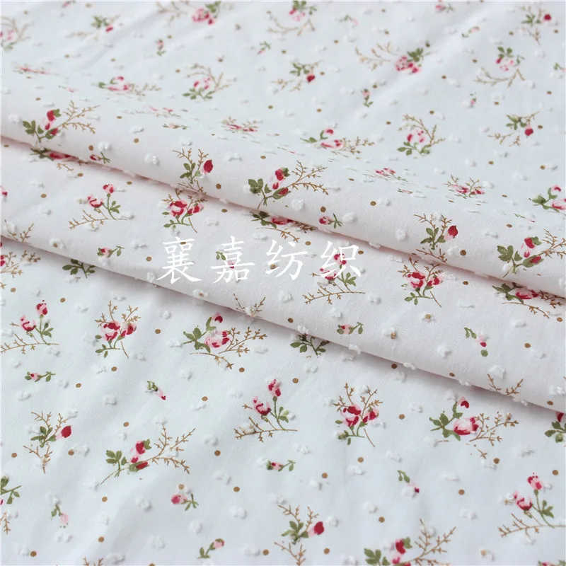 Small Floral Rose Cotton Polka Dot Fabric 150x50 Cm for Children's Clothing Women's Blouse Skirt DIY Cut Shirt Home Decor