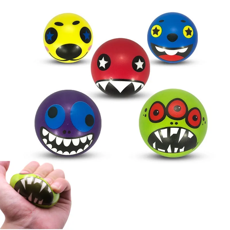 2PCS Expression Soft Balls Toy Funny Sponge Stress Ball Squeeze Smiley Face Grimace PU Foam For Kids For Adults Sports Toy Ball