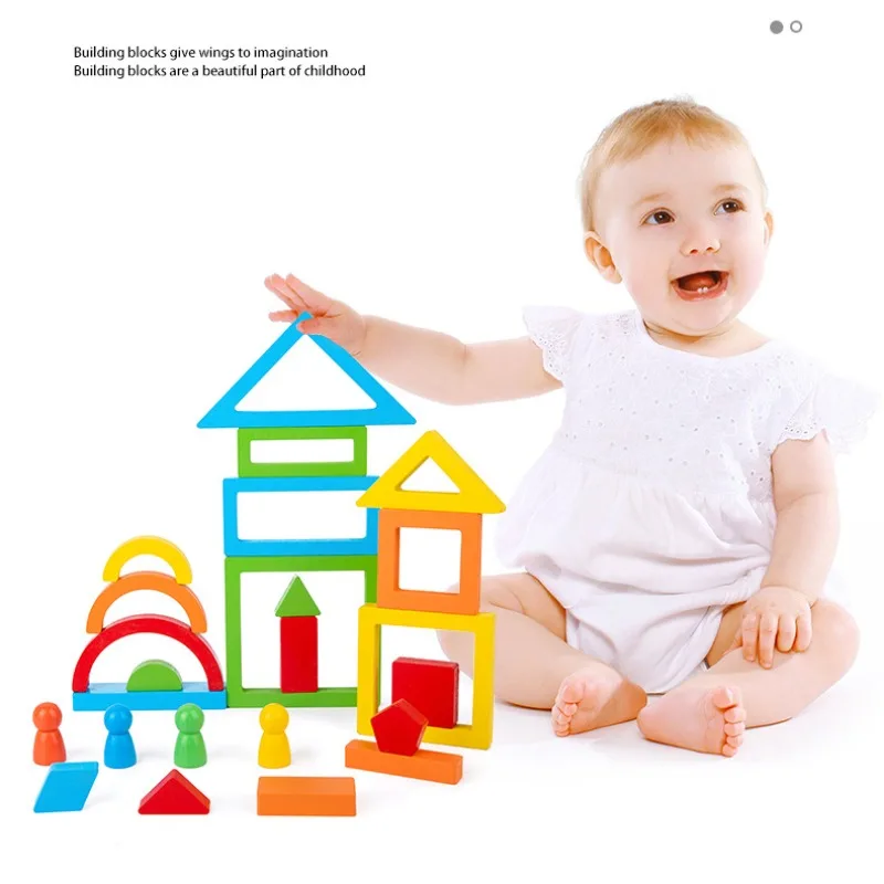 

Kids Wooden Montessori Arch Bridge Rainbow Building Blocks Early Educationa Puzzle Toy Color Cognitive Blocks Toy Children Gifts