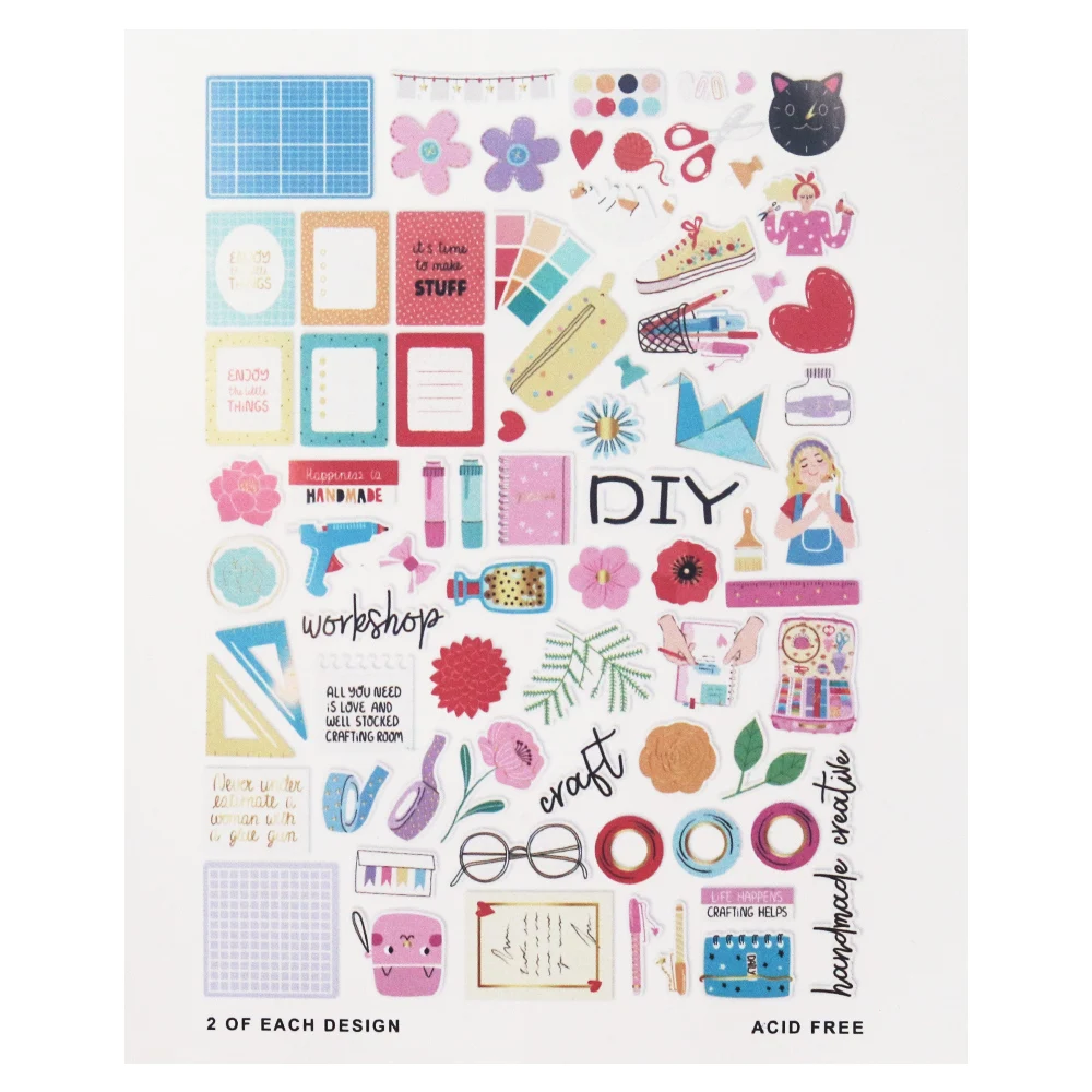 Creative Path 9-teiliges Happy Crafter Scrapbooking-Journaling-Set mit Dekorationspapier, Stanzformen und Verzierungen für DIY-Bastelarbeiten – Detail 13