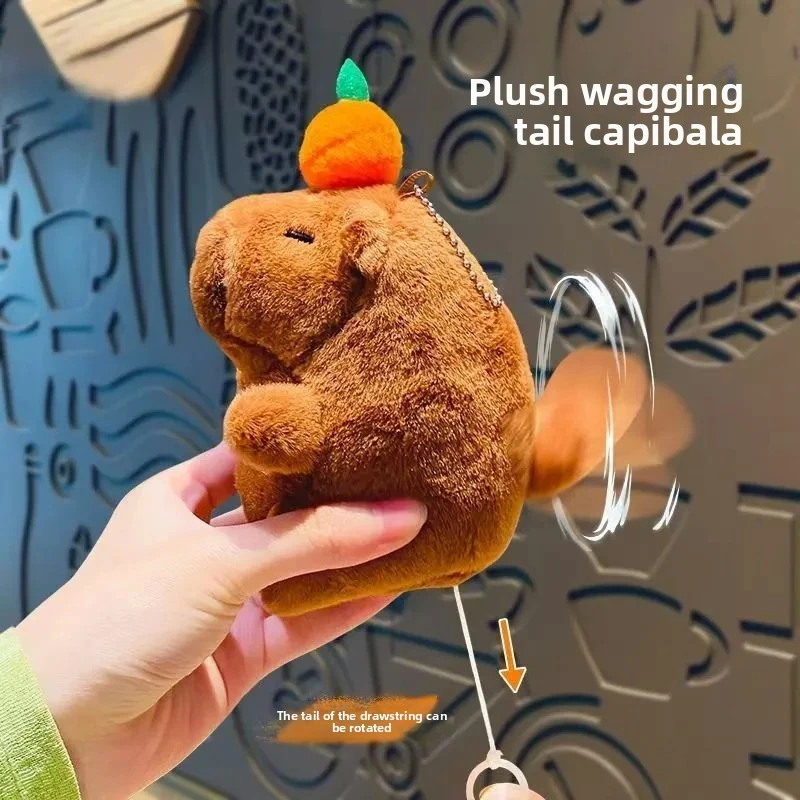 

Interactive Capybara Plush Keychain, Bubble Blowing & Wagging Tail Squeeze Toy, Cute Water Guinea Pig Pendant, Kids Gift