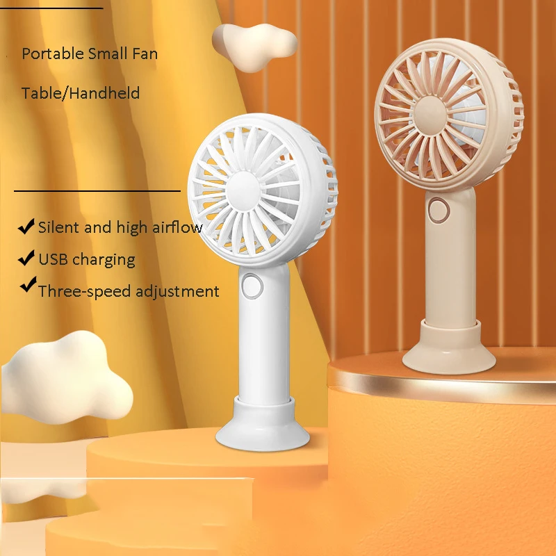 Mini ventilador de mano de escritorio, energía eólica ultrasilencioso con luces de colores, carga USB, pequeño ventilador eléctrico de escritorio