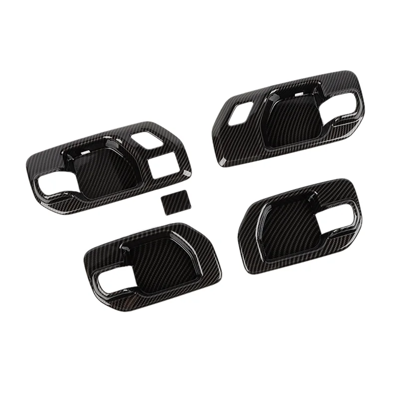 

5 Piece Car Door Handle Bowl Cover Trim Accessories Carbon Fiber Pattern For Chevy Silverado 1500 GMC Sierra 1500 2019-2022