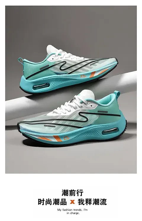 Shock-absorbing Air-cushion Running Shoes Students Middle-school Exam Training Marathon Racing Stripe Pattern  sneakers