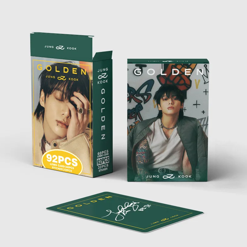New 92 JUNGKOOK Solo Album GOLDEN Merchandise Photo Album Stickers JK Double-Sided LOMO Cards Celebrity Fan Gifts image 3