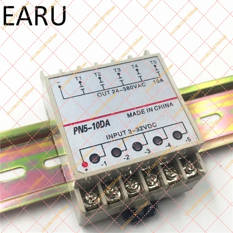 ST5-10DA 5-Gang Single Phase SSR | PLC Compatible Din Rail DC Solid State Relay (10A)