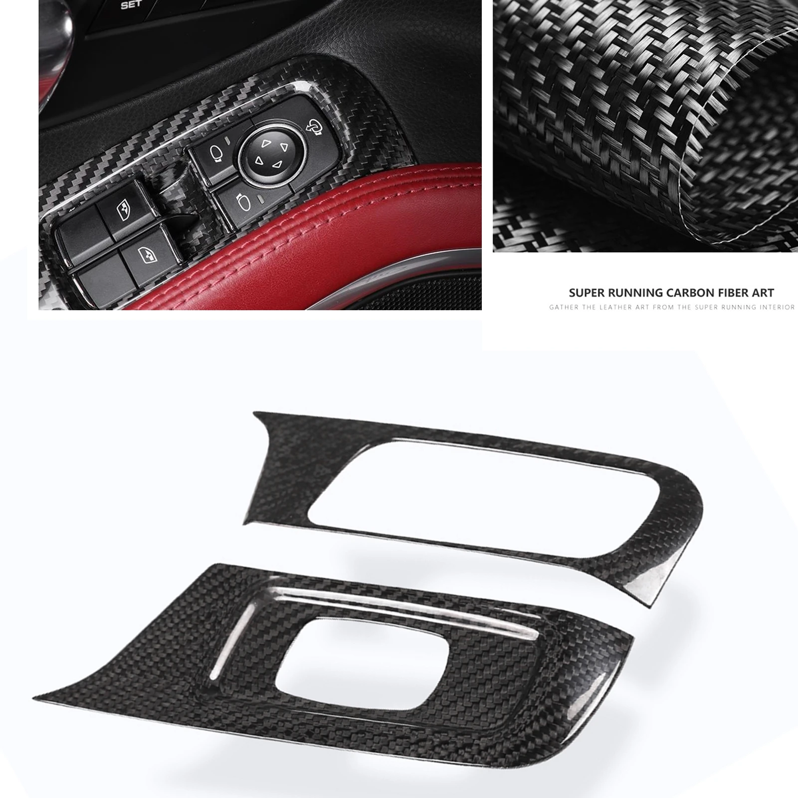 For Porsche 718 Cayman 2016-2019 Left Driver Car Door Window Lift Control Switch Panel Trim Carbon Fiber Button Key Cover Decor