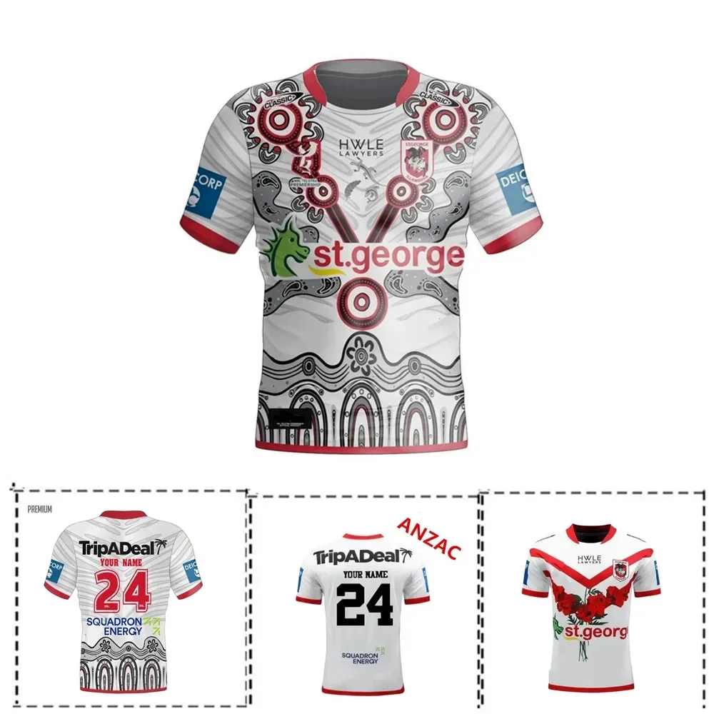 2024 ILLAWARRA DRAGONS HERREN INDIGENOUS RUGBY JERSEY 2024/25 Dragons HOME ANZAC HERITAGE JERSEY Größe S--5XL