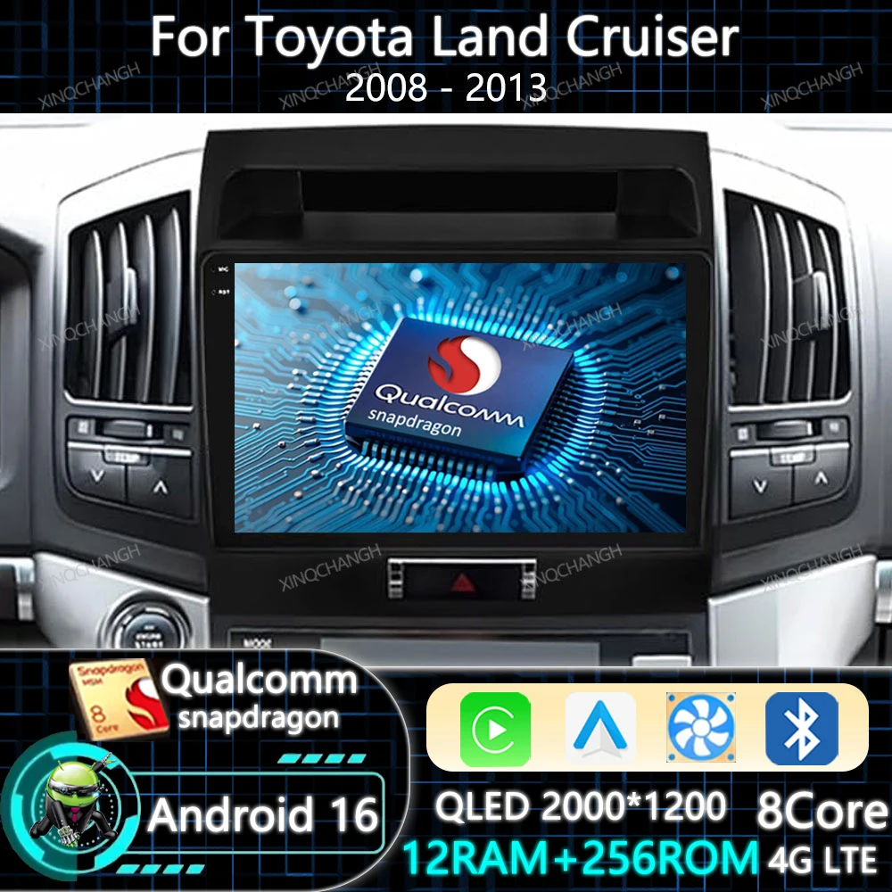 Android 16 Car Radio Carplay Auto For Toyota Land Cruiser 100 2002 - 2007 GPS 2DIN Navigation QLED 4G WIFI BT Head Unit Qualcomm