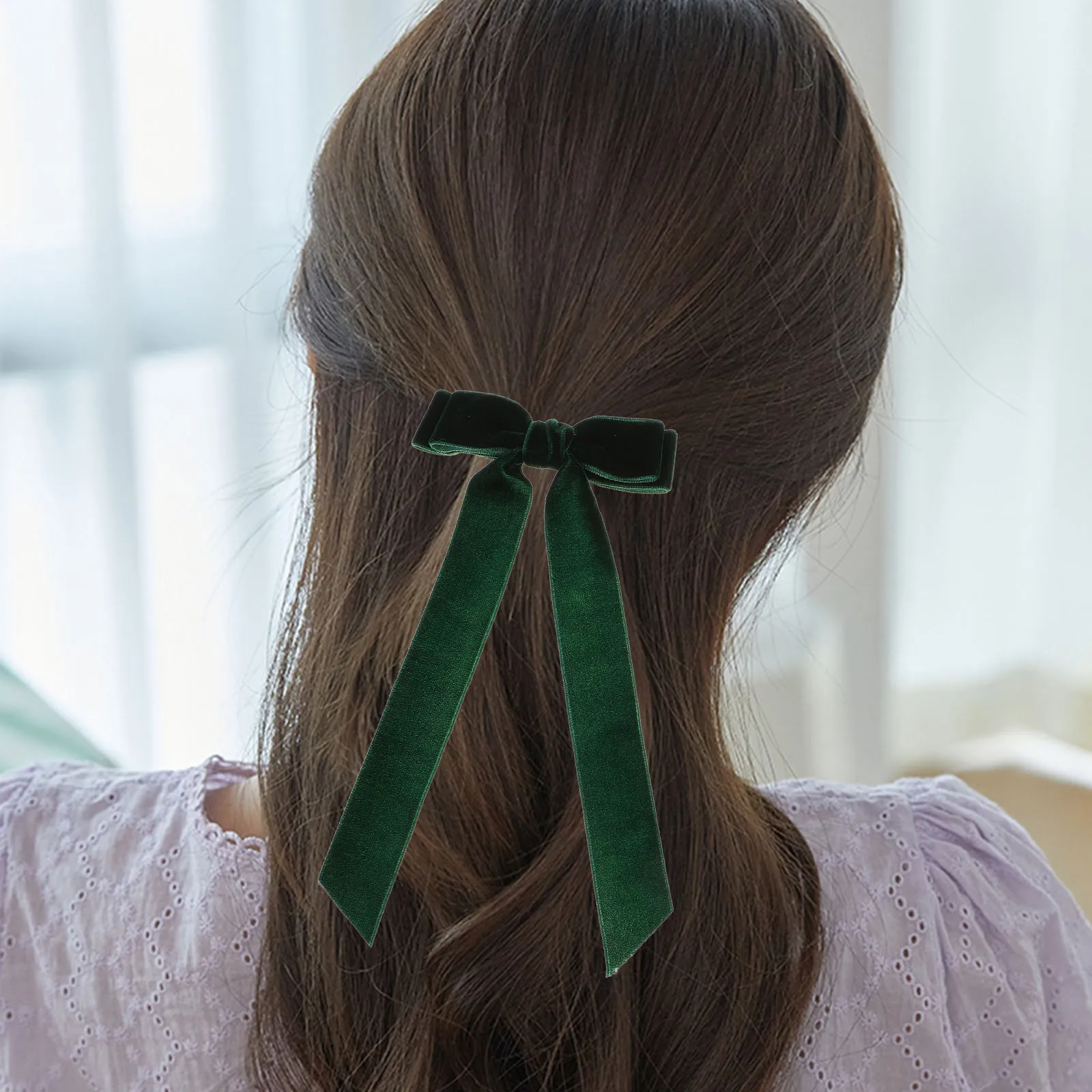 

3 Pcs Velvet Hair Clips Soft Comfortable Aquamarine Green Claw Clips Decorative Hair Bows Accessories for Girls