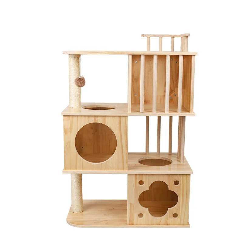 Designer multi level cat tree house wooden large cat tree house