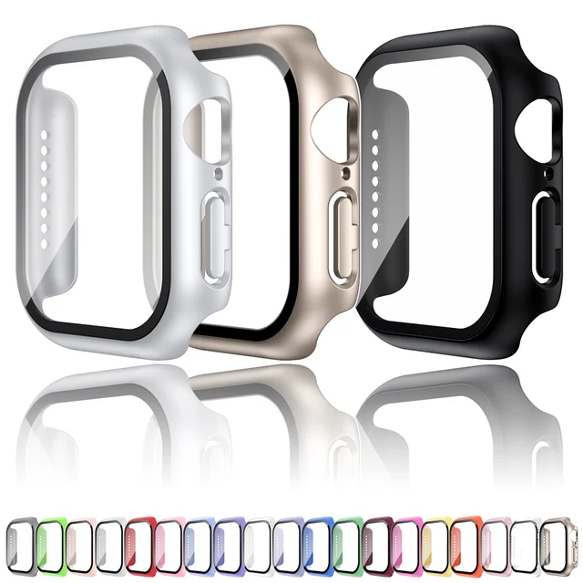 Szkło hartowane + etui do Apple Watch 38 mm 40 mm 41 mm 42 mm 44 mm 45 mm 46 mm Osłona ekranu iWatch 10 8 7 9 6 SE 5