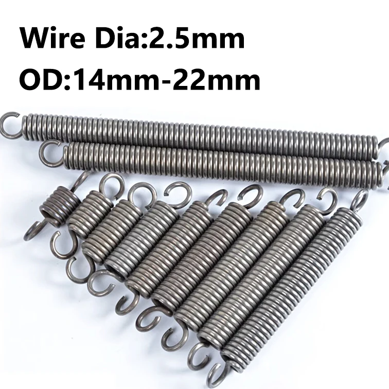 Pullback Spring Extension Tension Expansion Spring Open Hook Tension Spring Outer Wire OD:2.5mm Dia:14mm-22mm Length:45mm~260mm