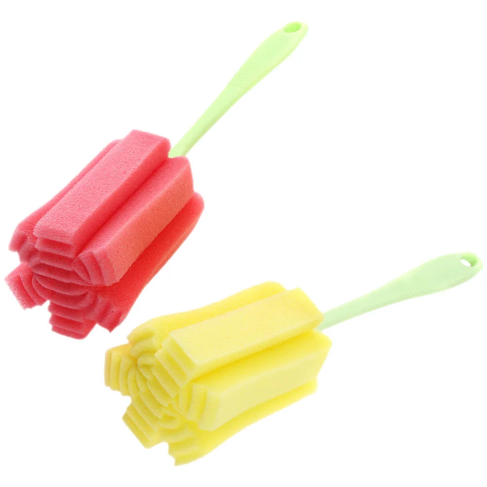 2 Pcs Eraser Long Handle Sponge Brush Cleaning Brushes Water Bottle Scrub Baby Scrubber