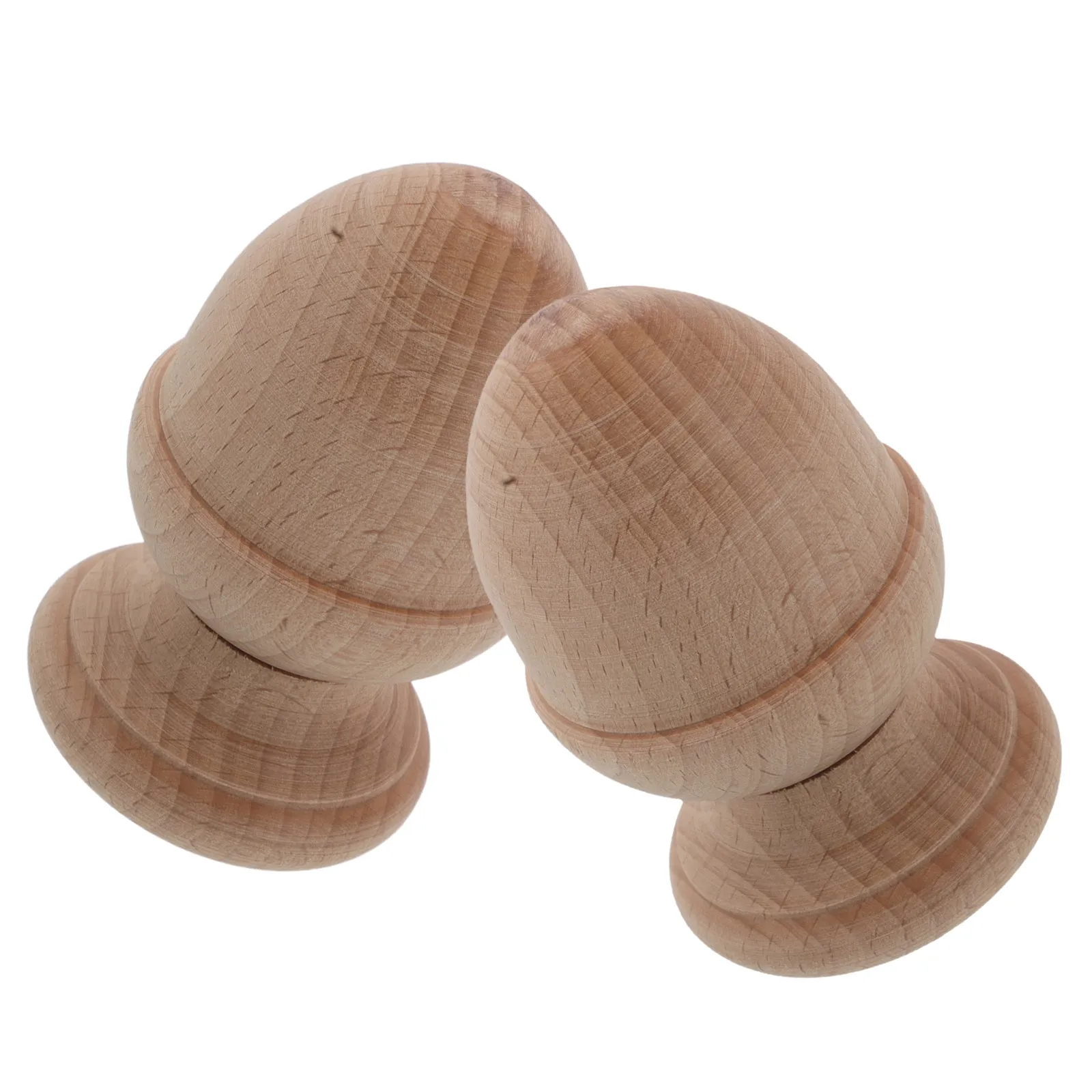 2Pcs European Style Wooden Stair Baluster Finials Unfinished Decorative Banister Toppers for Indoor Staircase Railings