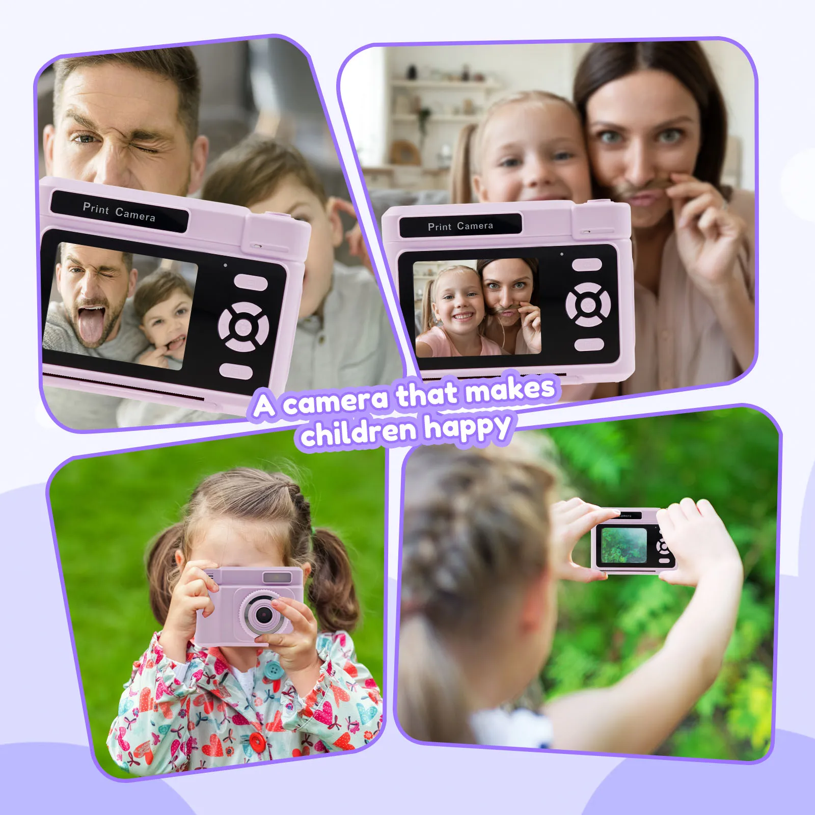 Kids Instant Print Camera Children Camera with Printing Paper and 32G Card 1080P HD Video Instant Print Cameras Birthday Present