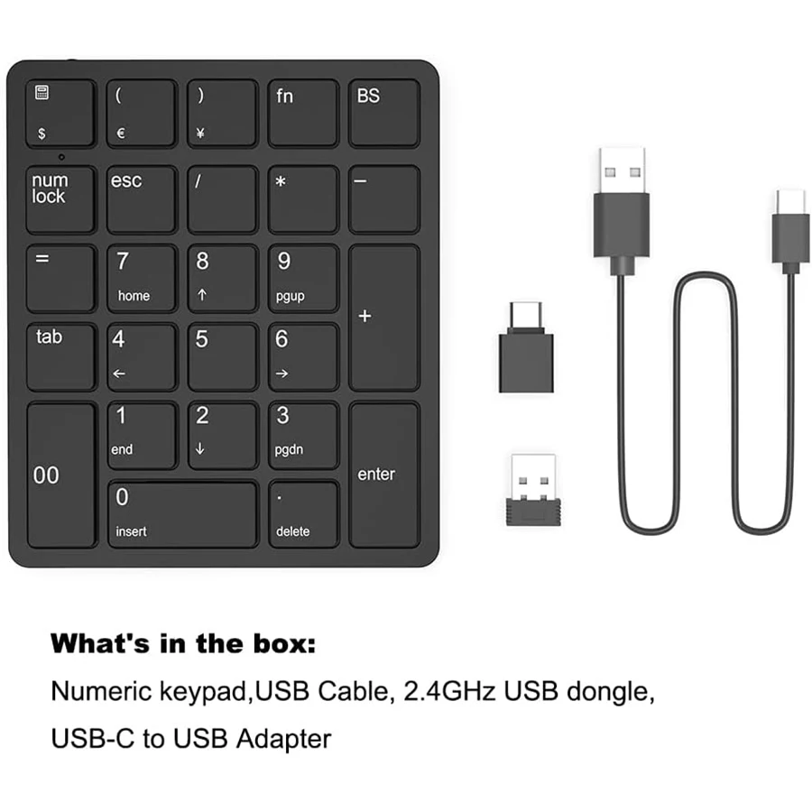 Wireless Number Pads,Numeric Keypad Numpad 26 Keys Portable 2.4 G Financial Account Number Keyboard Extensions 10 Key USB Keypad